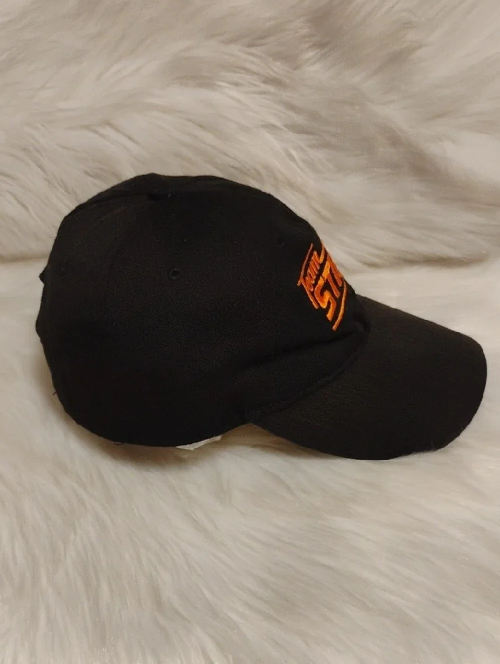 (C-75) Team STIHL Black Baseball Cap W Embroidered Orange Logo